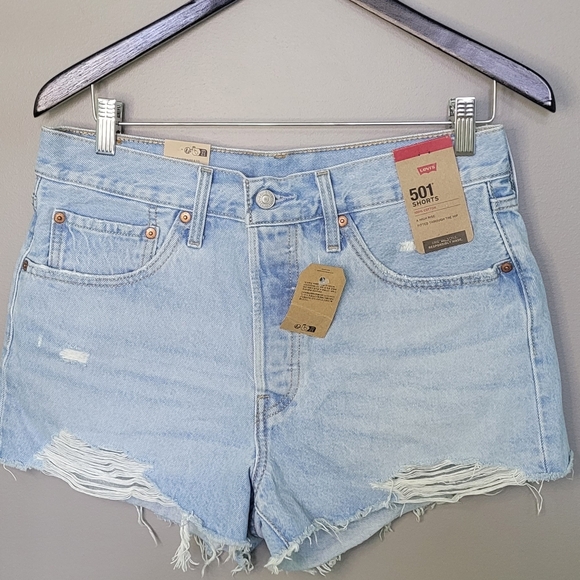 Levi's Pants - Levi's Women's Faded Blue Jean Shorts Distressed Cut-off NWT 30